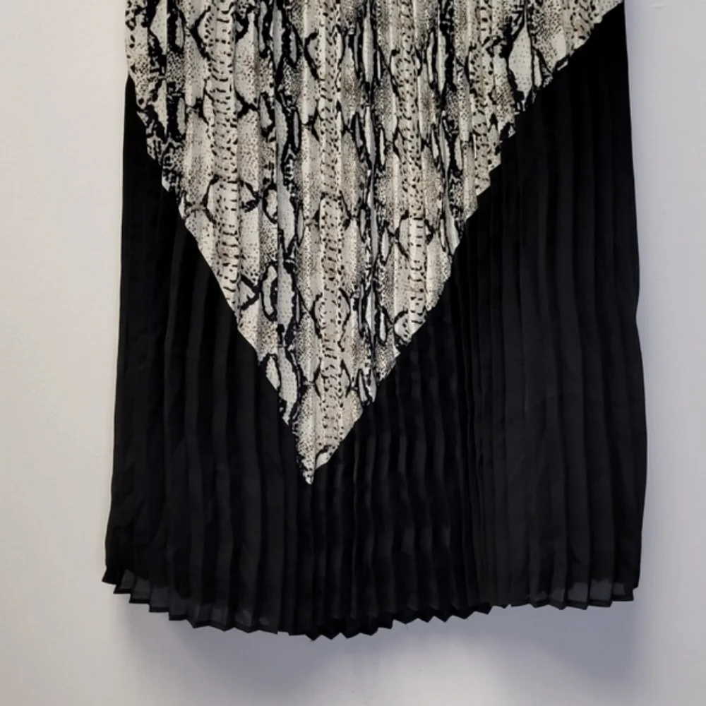 BAR III Vintage Multicolor Snake Print Knife Pleated Broomstick Maxi Skirt XS